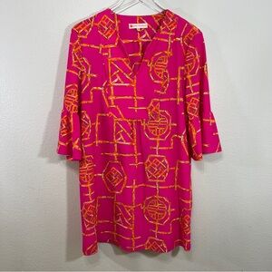 JUDE CONNALLY Kerry dress in bamboo lattice hot pink and orange